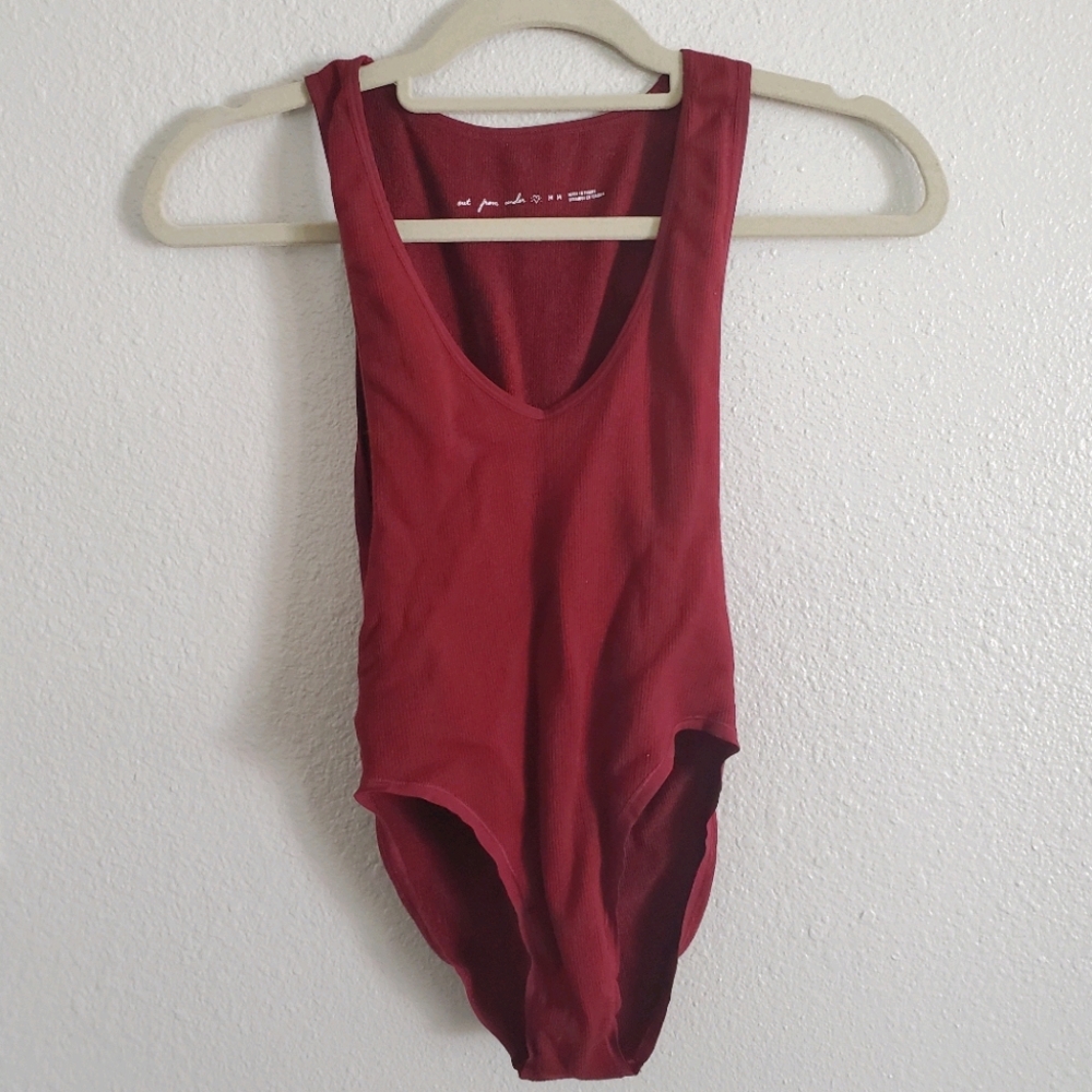 Urban Outfitters Ribbed Red Bodysuit